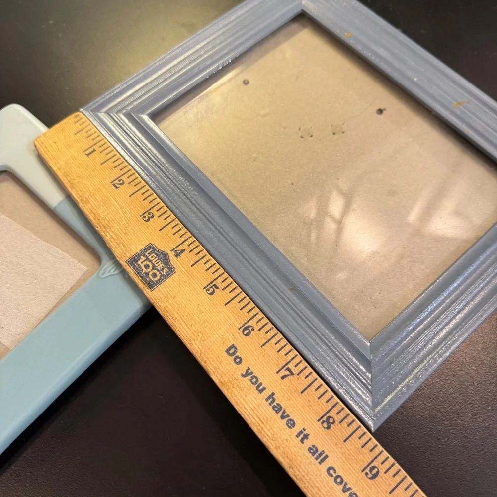 Mixed Brand Photo Frame Set Unisex OS Blue Teal Ceramic Wood Coastal Bee Decor